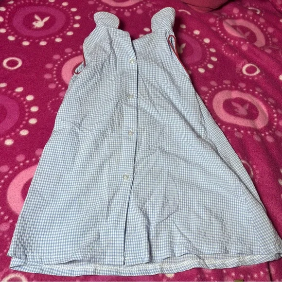 Stitchy Fish Blue Gingham Fourth Of July Collared Toddler Dress Size 3t - Picture 2 of 6